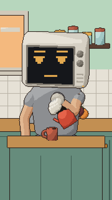 octyn pouring from a red kettle into a mug