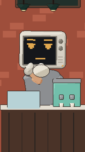octyn sipping a coffee behind a cafe counter