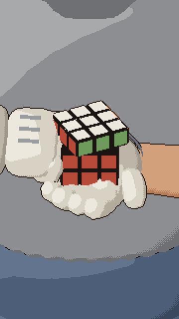 gloves holding the 3x3 cube