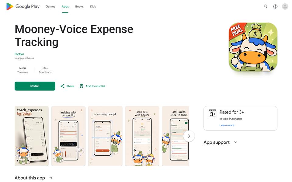 Mooney's Google Play listing.